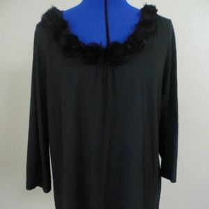 Chico's Women's Size 3  Black Top Blouse ScoopNecK